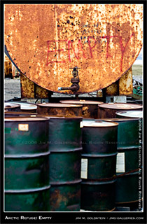 Arctic National Wildlife Refuge: Empty Oil Barrels photo by Jim M. Goldstein