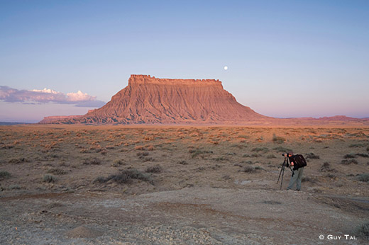 Jim Goldstein Photographing Sunrise at Factory Butte - Caineville Utah