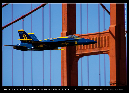 Blue Angels, San Francisco Fleet Week 2007, Golden Gate Bridge, photo by Jim M. Goldstein
