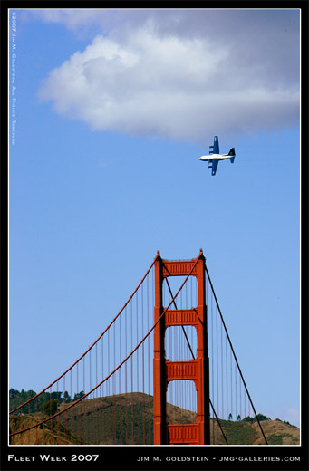 Blue Angels, San Francisco Fleet Week 2007, Golden Gate Bridge, Fat Albert, photo by Jim M. Goldstein