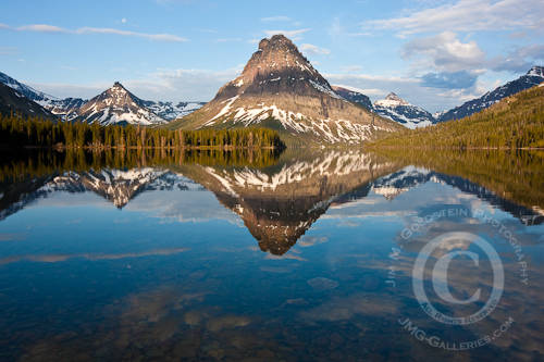 Sinopah Mountain Reflected in Two Medicine Lake at Sunrise - Glacier National Park