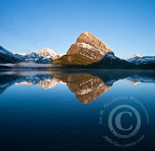 Mount Grinell Reflected in Swiftcurrent Lake at Sunrise - Glacier National Park, Montana