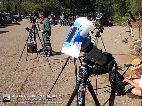 cameras and tripods setup to see the May 2012 annular eclipse from northern California