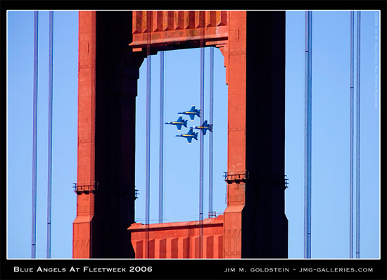 Blue Angels Seen Through The Golden Gate Bridge