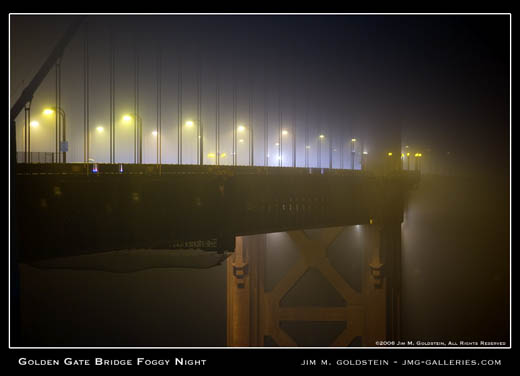 the golden gate bridge at night. Golden Gate Bridge Foggy Night