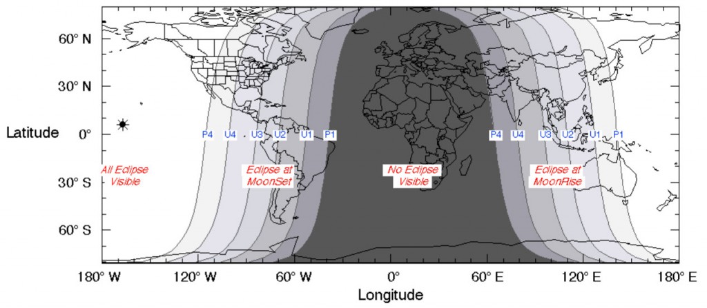 October 8th 2014 Lunar Eclipse Map