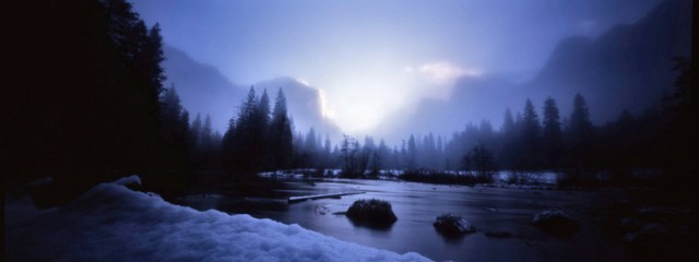 Snowy Sunrise at Gates of the Valley, Yosemite National Park