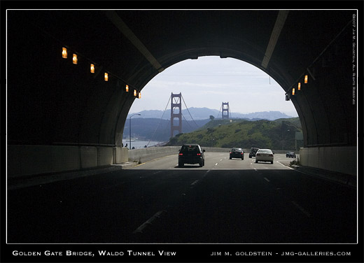 Golden Gate Bridge, Waldo Tunnel View photographed by Jim M. Goldstein