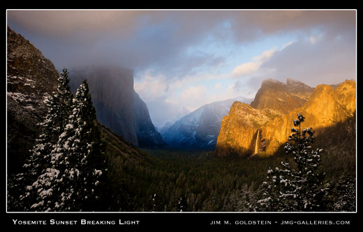 Yosemite Sunset Breaking Light landscape photo by Jim M. Goldstein, stock, photos, yosemite