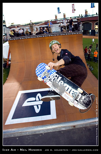 Neil Hendrix all smiles at Icer Air on the Vert Ramp sports photo by Jim M. Goldstein