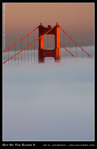 Out of the Gloom II: Golden Gate Bridge and Fog, San Francisco, stock, photo