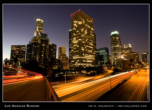 Los Angeles Sunrise cityscape photo by Jim M. Goldstein, stock photo