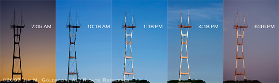 Lighting At Different Times Of The Day photo of Sutro Tower by Jim M. Goldstein