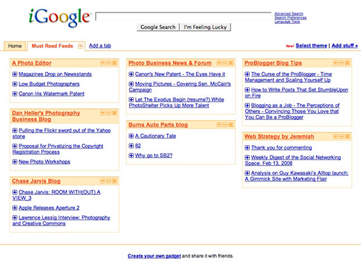 Google Reader Screen Shot