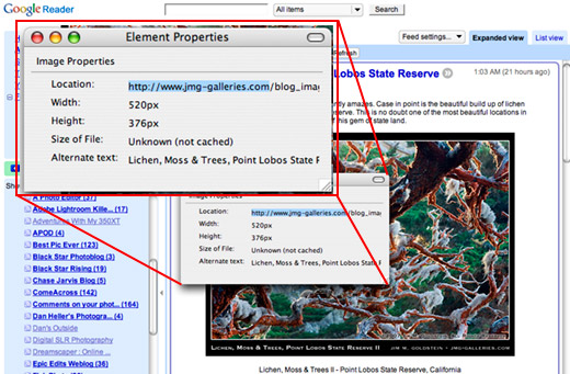 Source Location of Images on Google Reader