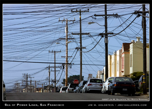 Sea of Power Lines, San Francisco, environmental photography, by Jim M. Goldstein